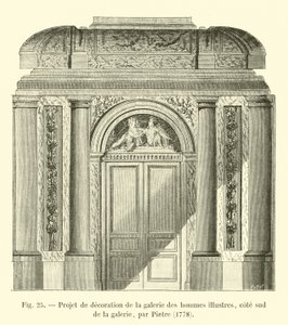 Dekorationsentwurf der Galerie der berühmten Männer, Südseite der Galerie, von Pietre, 1778 von French School