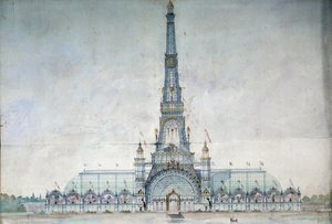 Projekt abgelehnt, den Eiffelturm für die Ausstellung 1889 zu modifizieren von Gustave Raulin von French School