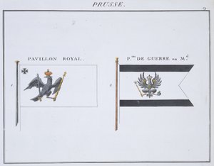 Preußische Flaggen, aus einem französischen Flaggenbuch, ca. 1819