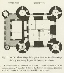 Viertes Stockwerk des kleinen Turms und drittes Stockwerk des großen Turms (nach M. Bourla, Architekt) von French School