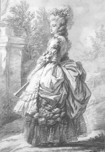 Königin Marie-Antoinette (1755-93) spaziert in einem Garten, 1780 von French School