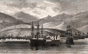 Rade de Taiti - Tahiti - Gravur in „La France illustree: geographie, histoire, administration statistique“ von V.A. Malt-Brown. 1884 von French School