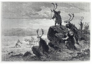 Rentierjagd in der Steinzeit, Illustration aus L