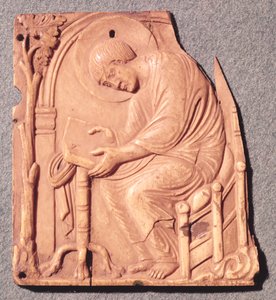 Relief eines studierenden Mönchs, aus dem Hotel de Lunaret, 8.-11. Jahrhundert von French School