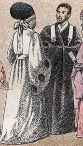 Religiöse Kostüme in Asien: Zwei Shinto-Priester aus Japan