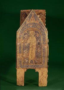 Reliquienschrein des Hl. Calminius, Detail von St. Peter mit den Schlüsseln, Limoges von French School