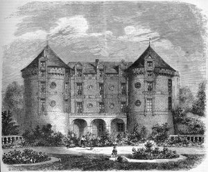 Renaissance-Architektur - die Schlösser der Loire: Blick auf die Fassade des Schlosses Le Lude im Jahr 1857. Le Lude, Sarthe (72). Gravur in „Le Monde Illustré“ Nr. 28 vom 24. Oktober.