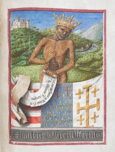 René, Herzog von Anjou als gekröntes Skelett, aus dem Stundenbuch von René von Anjou