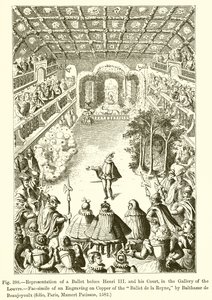 Darstellung eines Balletts vor Heinrich III. und seinem Hof im Louvre von French School