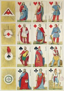 Reproduktion von republikanischen Spielkarten aus der Zeit der Revolution von 1848 von French School