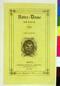 Reproduktion des Titelblatts der Erstausgabe von Notre-Dame de Paris von Victor Hugo (1802-85), veröffentlicht 1831