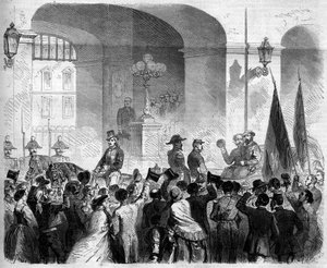 Risorgimento, Neapel, 7. November 1860: Einzug von Viktor Emanuel II., König von Italien, in den Königspalast von Neapel nach der Abstimmung der Bevölkerung