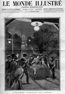 Achterbahn auf dem Fest von Neuilly-sur-Seine, Juli 1888. Titelblatt der Zeitung „Die illustre Welt“