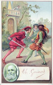 Romeo kämpft gegen Tybalt in Gounods Oper Romeo und Julia, adaptiert nach dem Stück von William Shakespeare (1564-1616) von French School