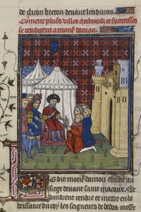 Die Schlüssel einer Stadt werden dem Herzog von Anjou übergeben