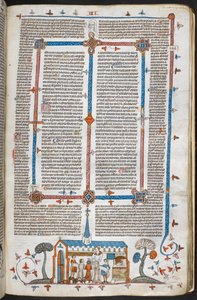 Bas-de-page-Szene von Kommunikanten bei einer Messe von French School