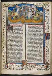Miniatur von Schiffen, die Corunna belagern, aus 