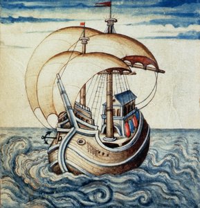 SMM2 p.8 Segelschiff, aus Theatre des Vices et Vertus, von Jan van der Noot (ca. 1539-95) von French School
