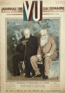 Sacha Guitry (1885-1957) als Claude Monet (1840-1926) und Jean Perier als Georges Clemenceau (1841-1929) in einer Szene aus Histoires de France, aus Vu-Magazin, 16. Oktober 1919 von French School