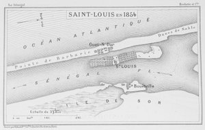 Saint-Louis im Jahr 1854, Illustration aus "Le Senegal...", von Louis Leon Faidherbe, 1854 von French School