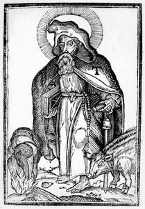 Heiliger Antonius der Große, Frontispiz aus In Symbolicam S.Antonii Magni Imaginem Commentatio von Théophile Raynaud, veröffentlicht 1659 von French School