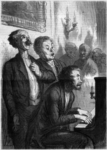 Salonsänger. Karikatur von Honore Daumier (1808-1879). Gravur in „Le Monde Illustré“ Nr. 290 vom 1. November 1862 von French School