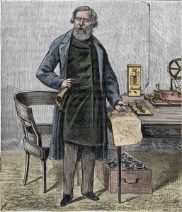 Samuel F B Morse, amerikanischer Künstler und Erfinder des Morse-Codes - Porträt des amerikanischen Erfinders Samuel Finley Breese Morse (1791-1872) - Gravur in "Wissenschaften für alle zugänglich gemacht - Physik und Chemie" von Alexis Clerc - Ende des 19 von French School