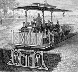 San Francisco Seilbahn ohne sichtbare Räder - in „Die neuen Eroberungen der Wissenschaft“ von Louis Figuier von French School
