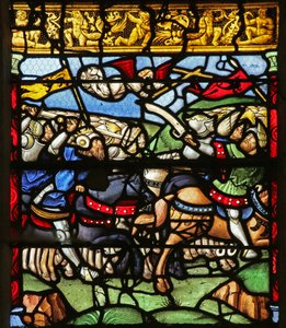 Szene aus der Legende vom Kreuz: Die Schlacht gegen Maxentius von French School