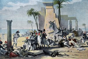 Szene in Oberägypten (Living Denon und die französische Armee ruhen sich unter den Überresten aus) - in „Victoires et Conquêtes des Armées Françaises“, Paris von French School