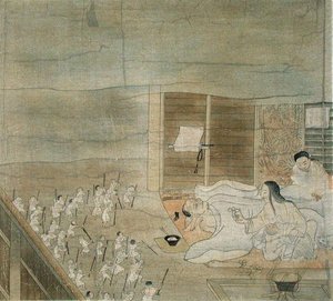 Szene des Deliriums, Kopie eines Kakemono aus dem 12. Jahrhundert, zugeschrieben Mitsunaga Fujiwara, aus 