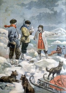 Suche nach der Andrée-Expedition von 1897, die versuchte, den Nordpol mit einem Ballon zu erreichen von French School
