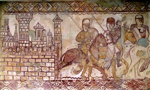 Zweiter Kreuzzug (1147-1149): der Beginn der Kreuzzüge. Fresko der Kapelle von Cressac von French School