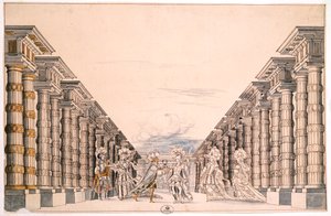 Bühnenbild für ein nicht identifiziertes Stück, aus einer Sammlung mit dem Titel Menus Plaisirs du Roi