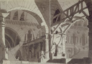 Bühnenbild im Stil von Piranesis Gefängniszeichnungen, ca. 1800 von French School