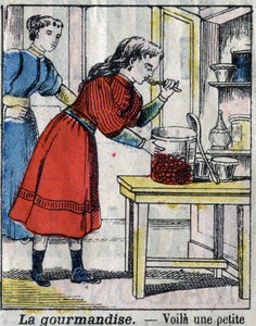 Die sieben Todsünden: Völlerei. Epinal-Bild Ende des 19. Jahrhunderts. (I sette peccati o vizi capitali) von French School