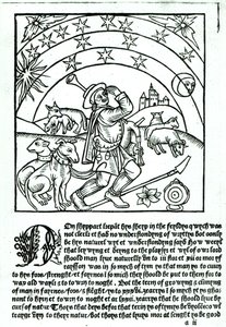 Hirte unter Sonne, Mond und Sternen, aus einem Hirtenkalender
