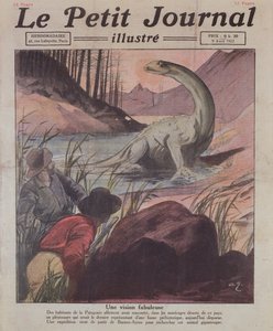 Sichtung eines Plesiosaurus in Patagonien, Titelillustration des Le Petit Journal, 9. April 1922 von French School