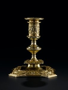 Silbervergoldeter Kerzenhalter mit abnehmbarem Düsenstück aus dem Lennoxlove-Toilettenset, im Besitz von Frances Teresa Stewart, Herzogin von Richmond und Lennox: Französisch, Paris, von Pierre Masse, 1661 - 1662 von French School