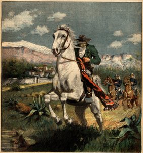 Schmuggler in den Pyrenäen verfolgt von den Karabinieri des Königs. Gravur in „La Terre Illustrée“ Nr. 75 vom 7. April 1892
