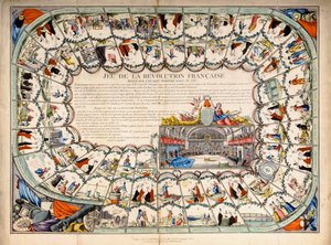 Schlangen und Leitern Brettspiel basierend auf der Französischen Revolution, 1791 von French School
