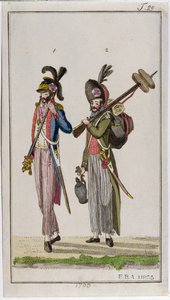 Soldaten der Französischen Revolution mit Bajonetten im Jahr 1793 von French School