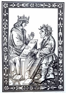 Salomon und Marcoul, Illustration aus Wissenschaft und Literatur im Mittelalter und der Renaissance, geschrieben und graviert von Paul Lacroix, 1878 von French School
