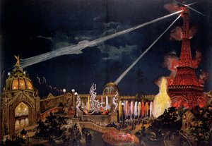 Erinnerung an die Illuminationen in Paris zur Feier des 1. Jahrhunderts der Französischen Revolution während der Weltausstellung 1889 von French School