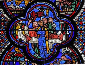 St. Johannes Fenster: Der Tod von Stacatus: Ein Dämon nimmt seine Seele von French School