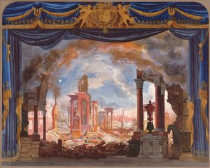 Bühnenbild für den 3. Akt von Le Siège de Corinthe von Rossini