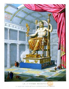 Statue des olympischen Zeus auf seinem Thron in seinem Tempel in Olympia, 1814 von French School