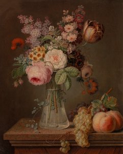 Stillleben mit Blumen in einer Glasvase