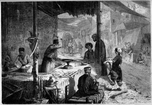 Straßenberuf: ein Damaszener Büchsenmacher in den Straßen von Trapezunt, Türkei von French School
