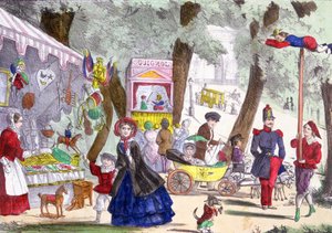 Straßenszenen auf den Champs-Élysées, 19. Jahrhundert von French School